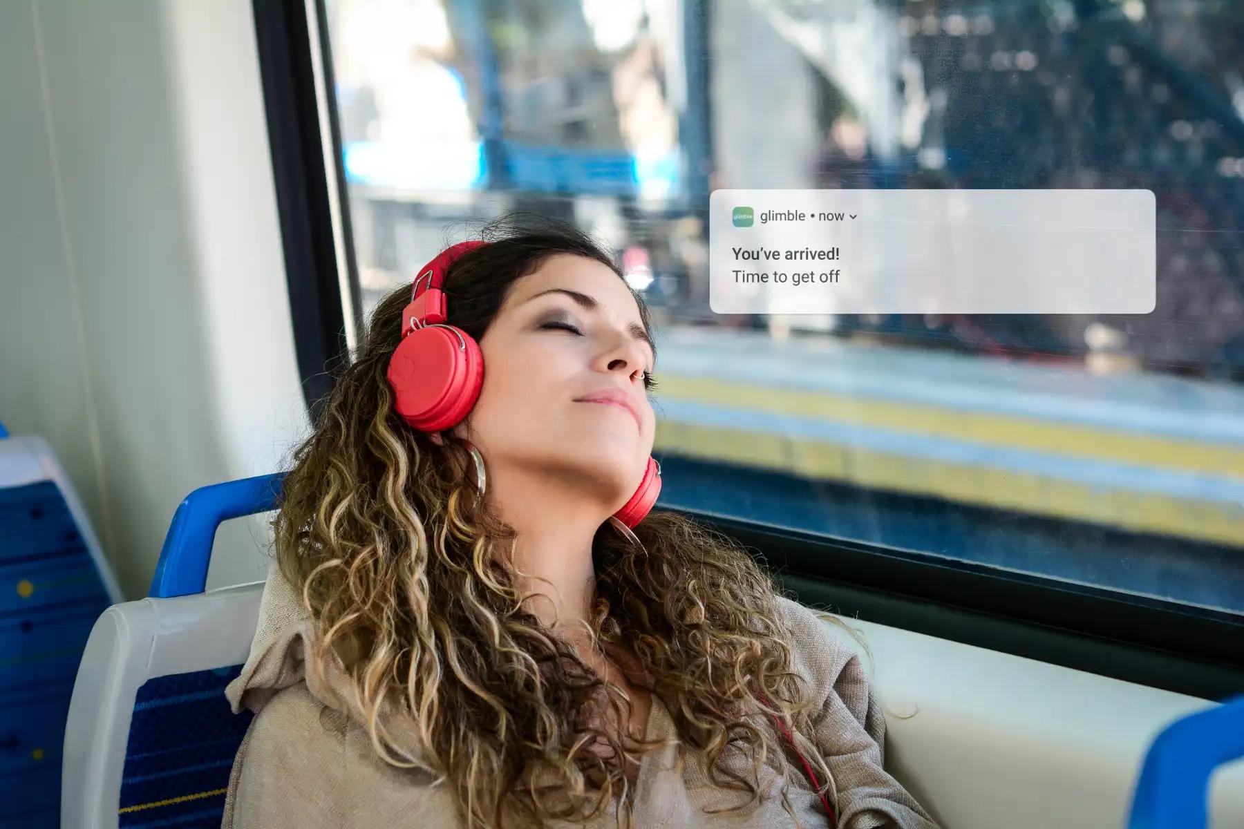 The glimble travel assistant navigates you through the city during your tram journey. 